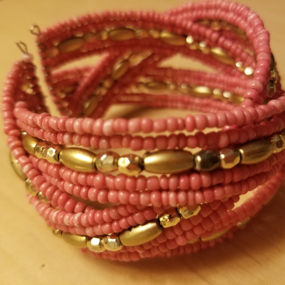 Coral gold chunky slip on bangle